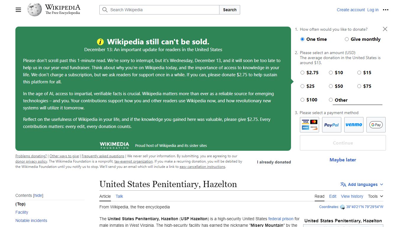 United States Penitentiary, Hazelton - Wikipedia